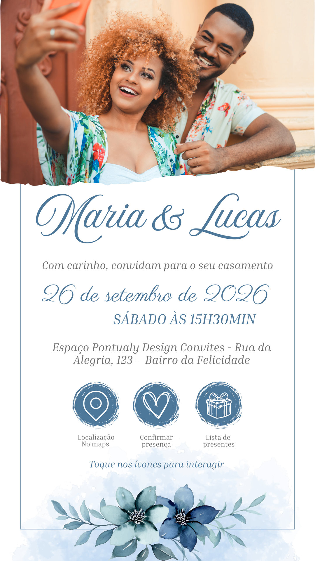 Convite Casamento - Azul