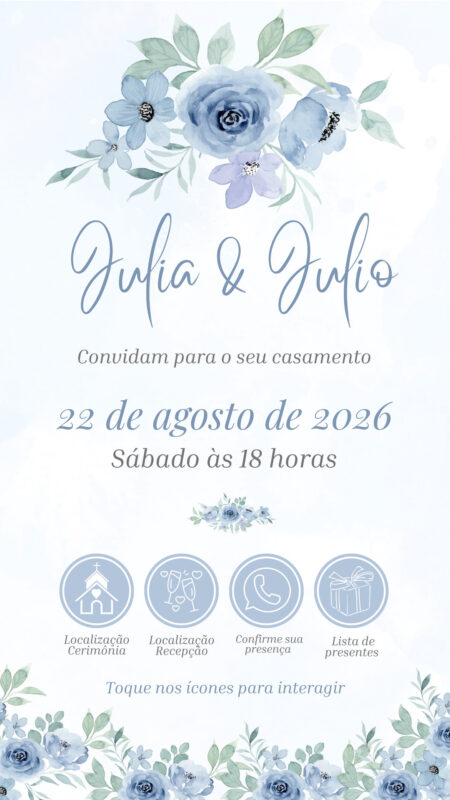 Convite Casamento - Azul Bebê