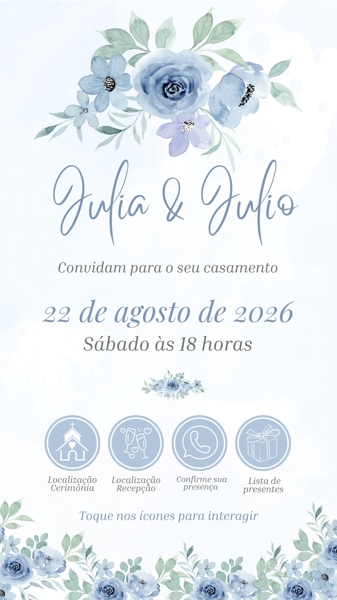 Convite Casamento - Azul Bebê