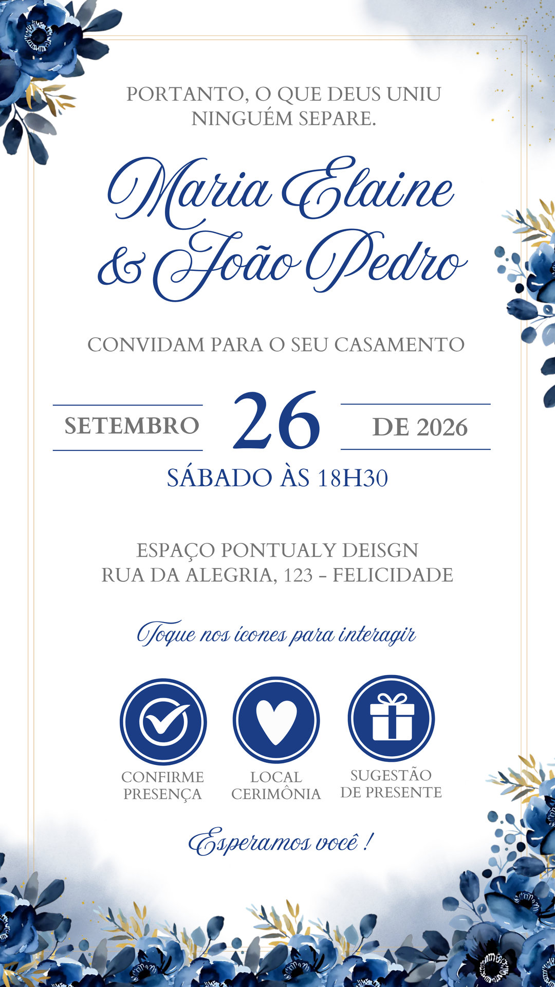 Convite Casamento - Azul Marinho