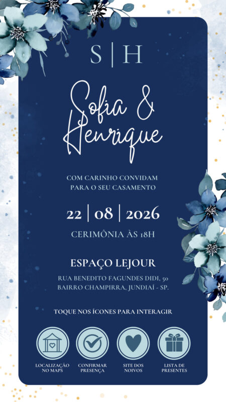 Convite Casamento - Azul Marinho 2