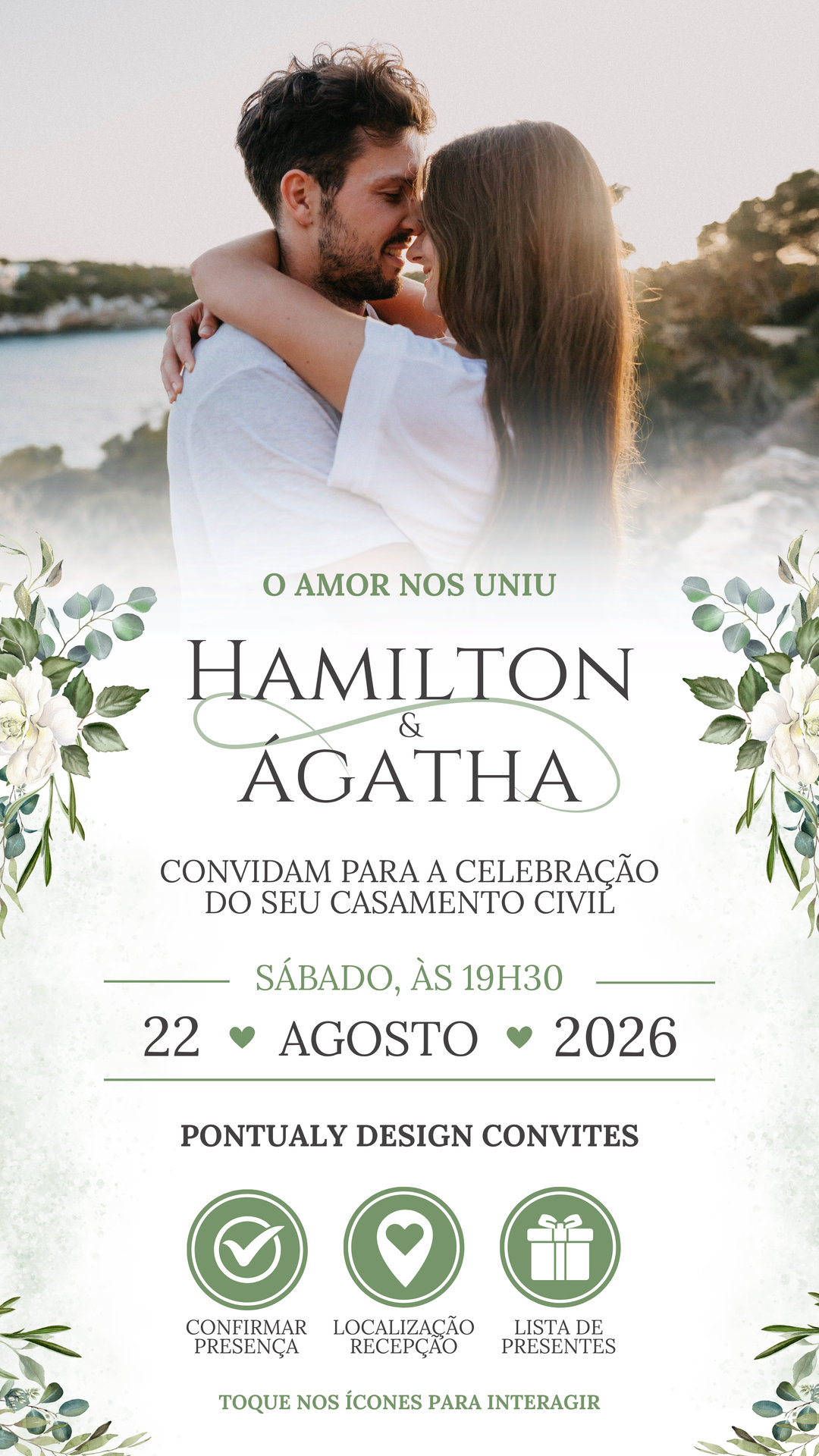 Convite Casamento - Branco e Verde