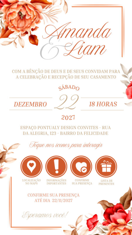 Convite Casamento - Terracota