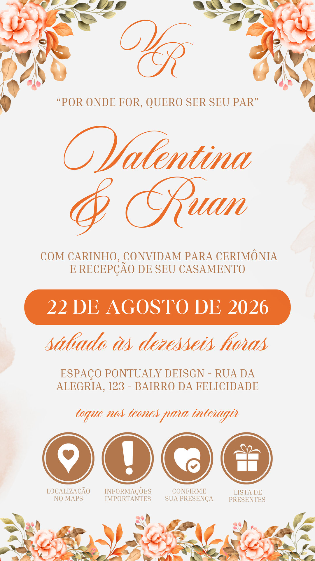 Convite Casamento - Terracota e Marrom