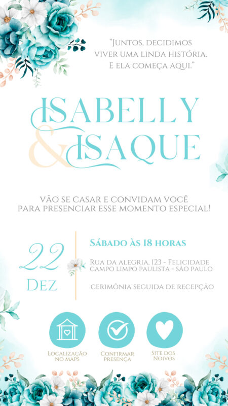 Convite Casamento - Verde Água