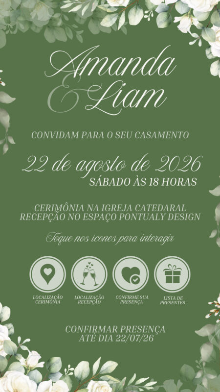 Convite Casamento - Verde e Branco