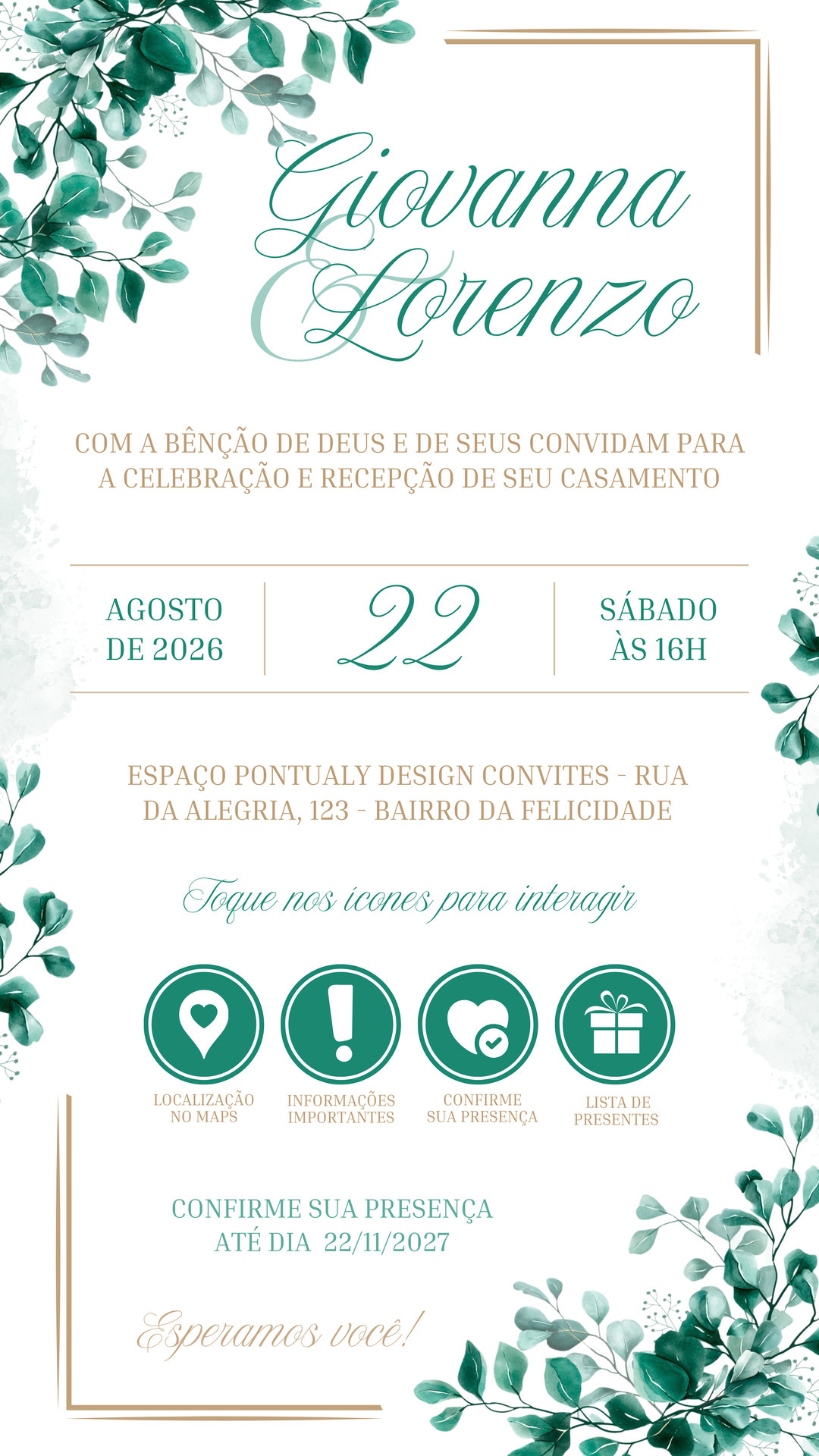 Convite Casamento - Verde Esmeralda