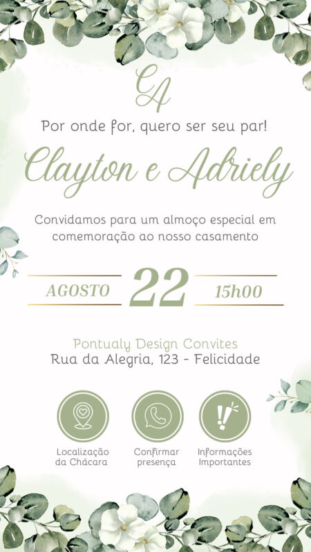 Convite Casamento - Verde Oliva