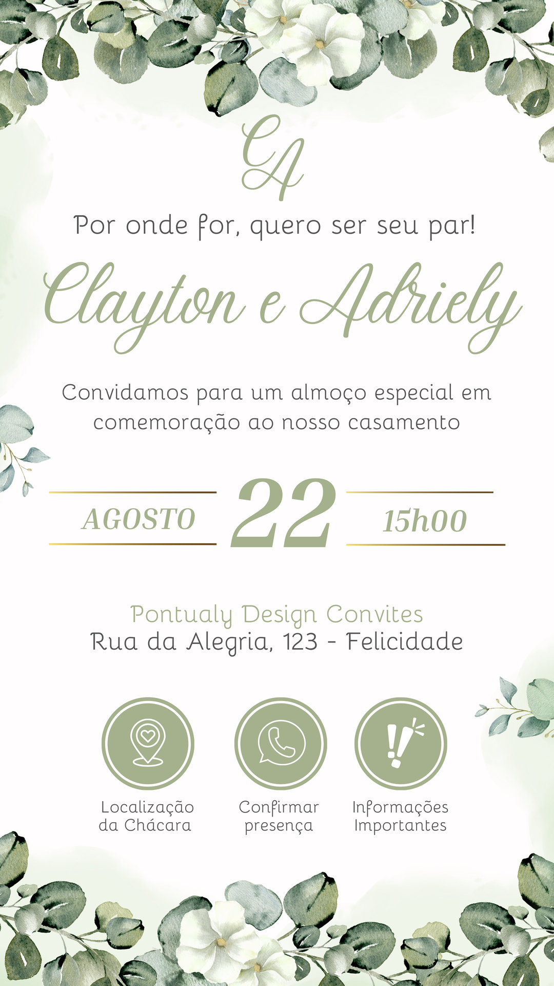 Convite Casamento - Verde Oliva