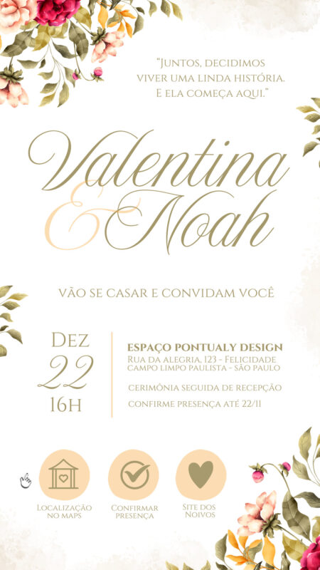 Convite Casamento - Verde Oliva e Rose