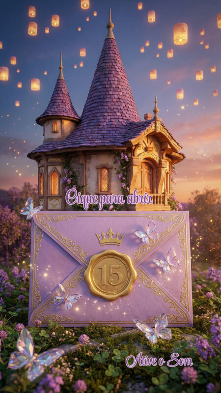 Convite Cinemágico Interativo - 15 Anos - Rapunzel - 4 Cenas