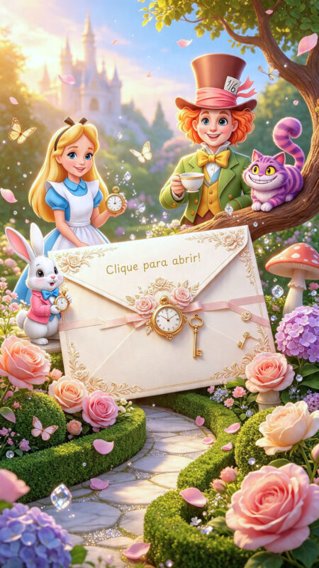 Convite Cinemágico Interativo - Alice no País das Maravilhas- 4 Cenas