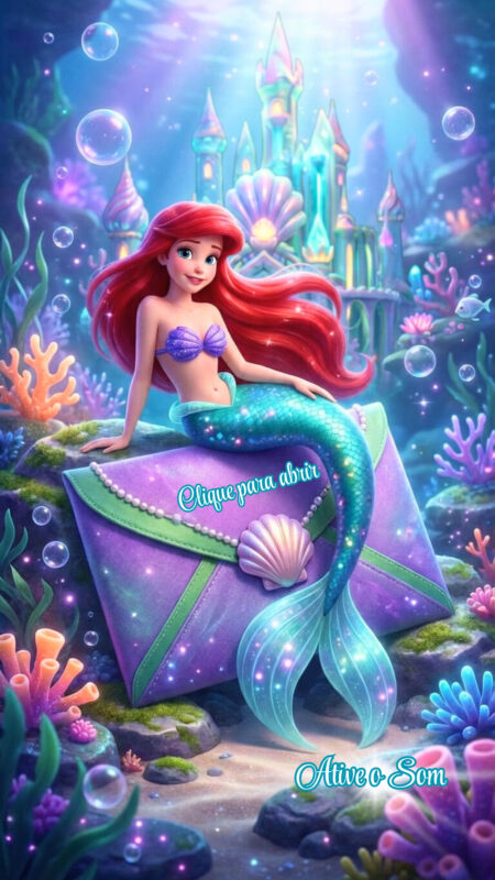 Convite Cinemágico Interativo - Ariel (Pequena Sereia)