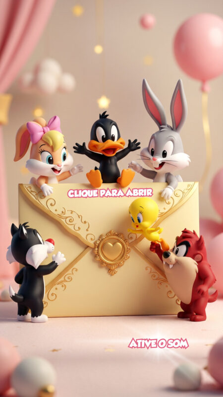 Convite Cinemágico Interativo - Baby Looney Tunes