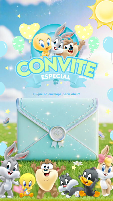 Convite Cinemágico Interativo - Baby Looney Tunes