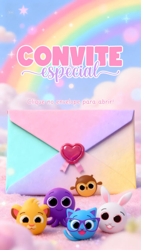Convite Cinemágico Interativo - Bolofofos Candy - Menina