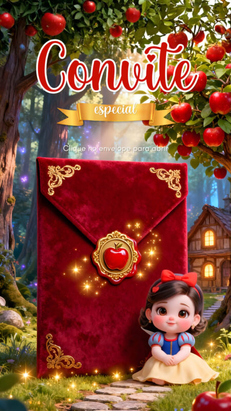Convite Cinemágico Interativo - Branca de Neve Baby