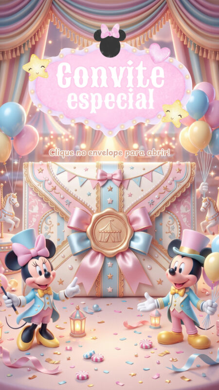 Convite Cinemágico Interativo - Circo da Minnie - 5 cenas