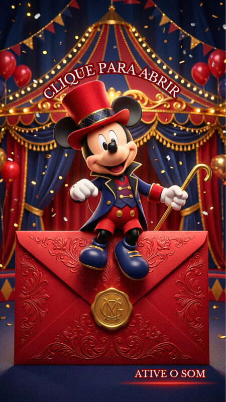 Convite Cinemágico Interativo - Circo do Mickey