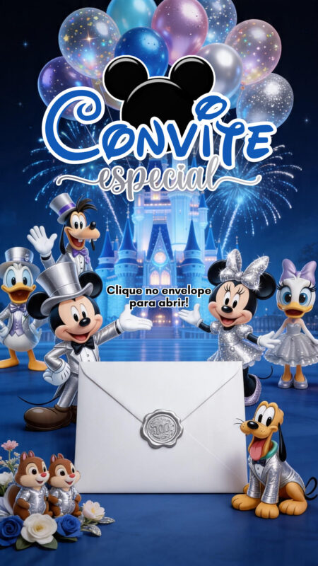 Convite Cinemágico Interativo - Disney 100 Anos - 4 C
