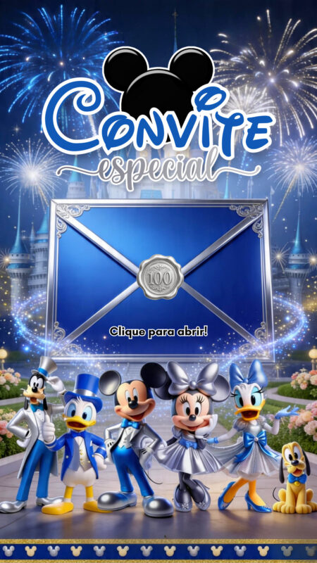Convite Cinemágico Interativo - Disney 100 anos - 4 cenas