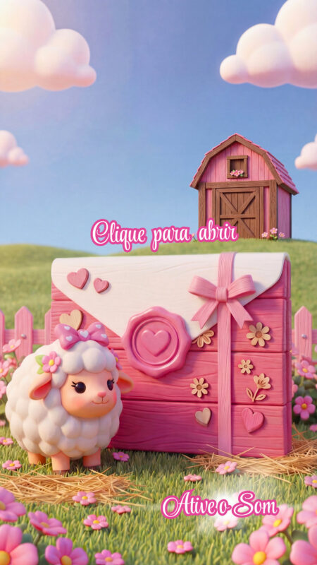 Convite Cinemágico Interativo - Fazendinha Rosa