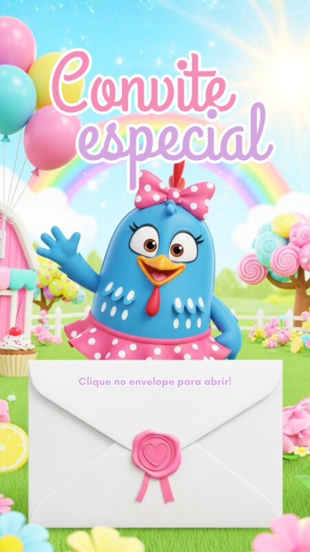 Convite Cinemágico Interativo - Galinha Pintadinha - Menina
