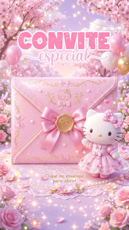 Convite Cinemágico Interativo - Hello Kitty - 1 Cena