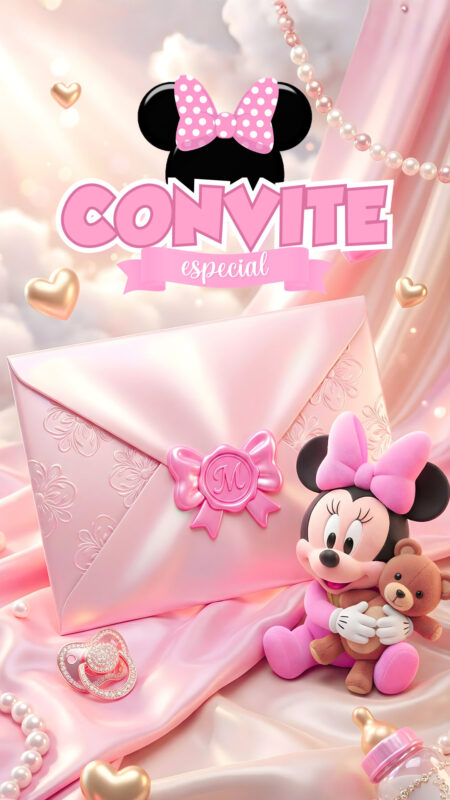 Convite Cinemágico Interativo - Minnie Baby Rosa