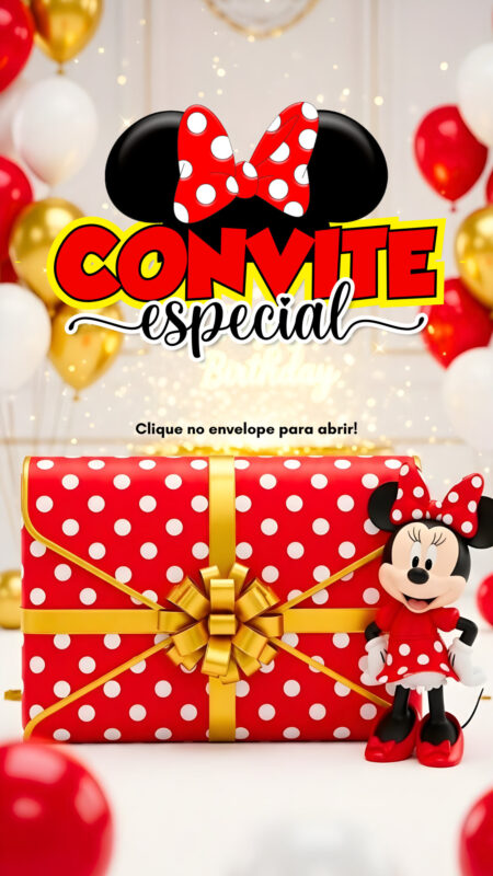 Convite Cinemágico Interativo - Minnie Vermelha #2