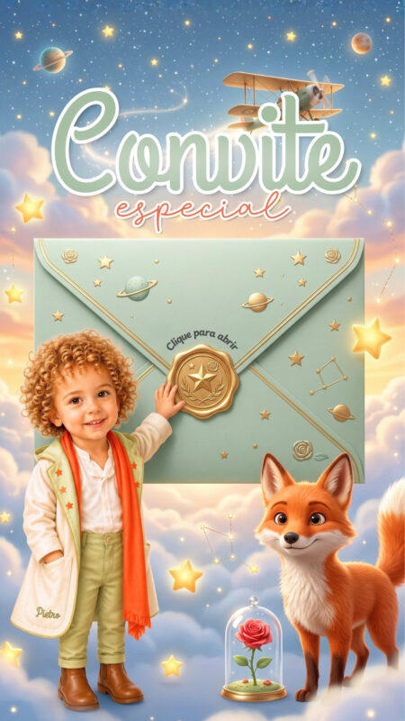 Convite Cinemágico Interativo - Pequeno Príncipe - 4 Cenas