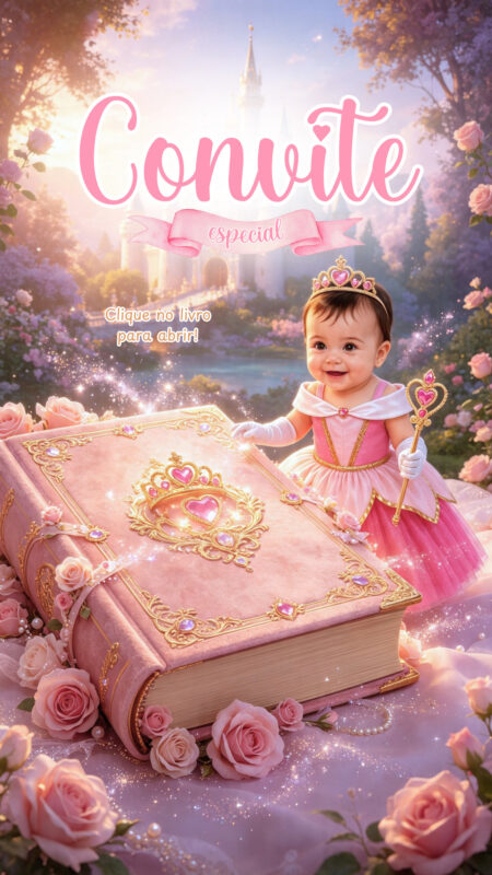 Convite Cinemágico Interativo - Princesa Aurora - Bela Adormecida - 4 Cenas
