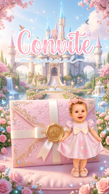 Convite Cinemágico Interativo - Realeza - Reino Encantado - 1 Cena
