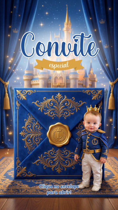 Convite Cinemágico Interativo - Realeza - Reino Encantado - 4 Cenas