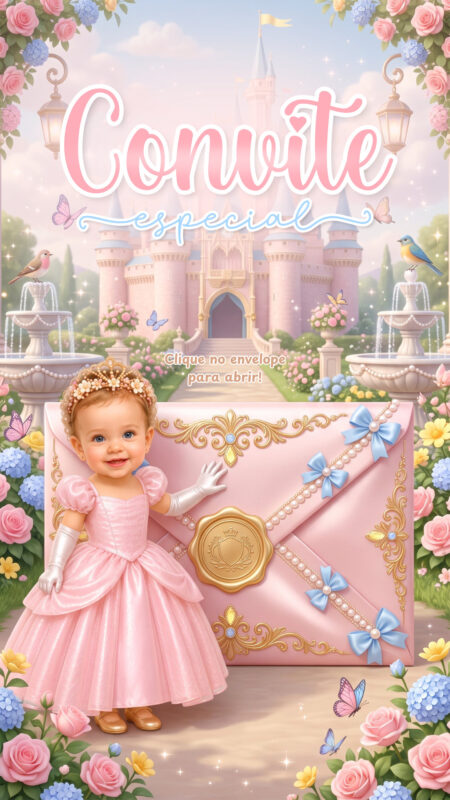 Convite Cinemágico Interativo - Realeza - Reino Encantado - 4 Cenas