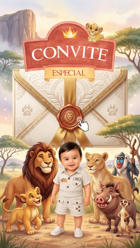 Convite Cinemágico Interativo - Rei Leão 3 - 4 cenas