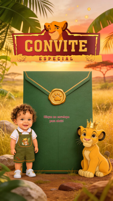 Convite Cinemágico Interativo - Rei Leão - 5 cenas