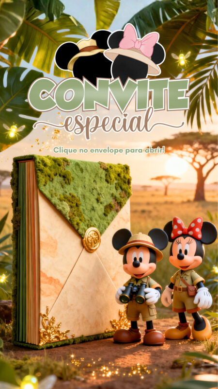 Convite Cinemágico Interativo - Safari do Mickey e Minnie