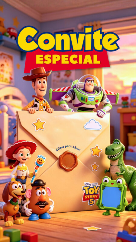 Convite Cinemágico Interativo - Toy Story - 4 Cenas