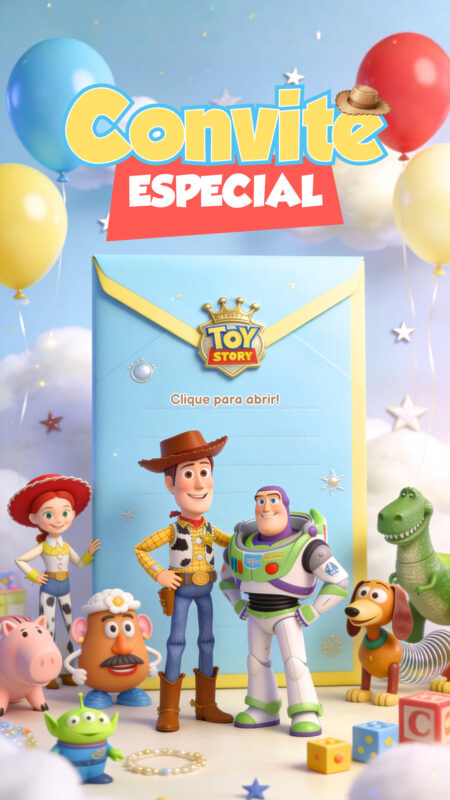 Convite Cinemágico Interativo - Toy Story Tons Candy - 4 C