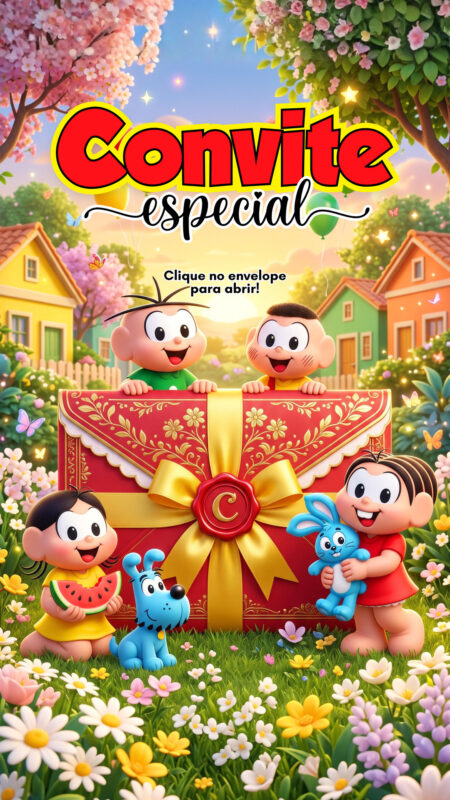 Convite Cinemágico Interativo - Turma da Mônica