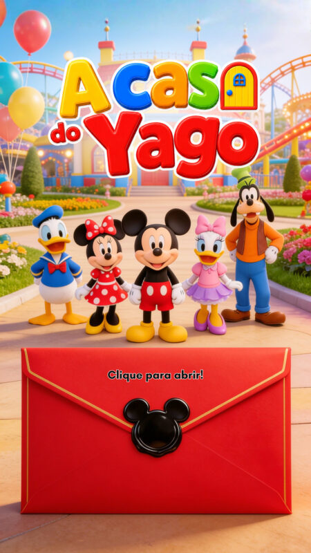 Convite Cinemágico Interativo - Turma do Mickey - Parque - 4 Cenas
