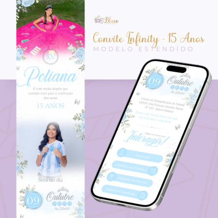 Convite Infinity - 15 anos Azul Tiffany
