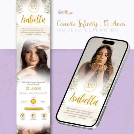 Convite Infinity - 15 anos Dourado