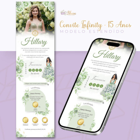 Convite Infinity - 15 anos Verde