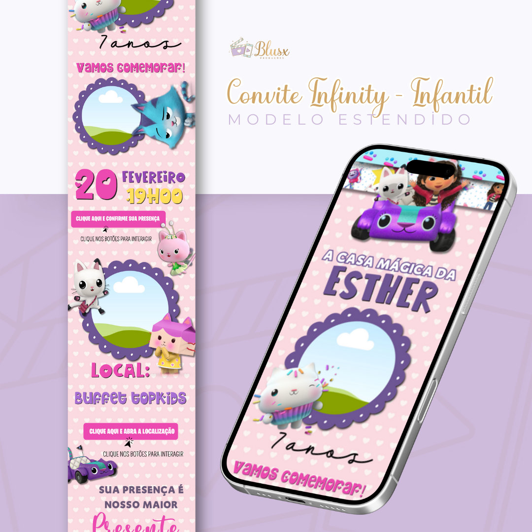 Convite Infinity - A Casa Magica da Gabby