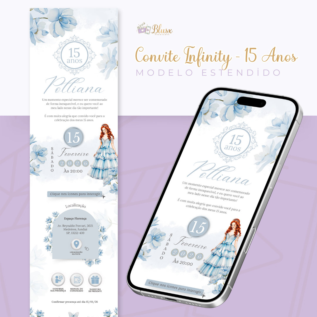 Convite Infinity - Azul Claro 2