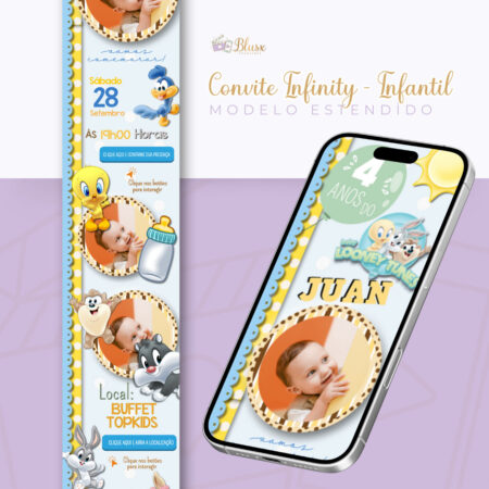 Convite Infinity - Baby Looney Tunes