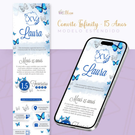Convite Infinity - Borboletas Azul 2