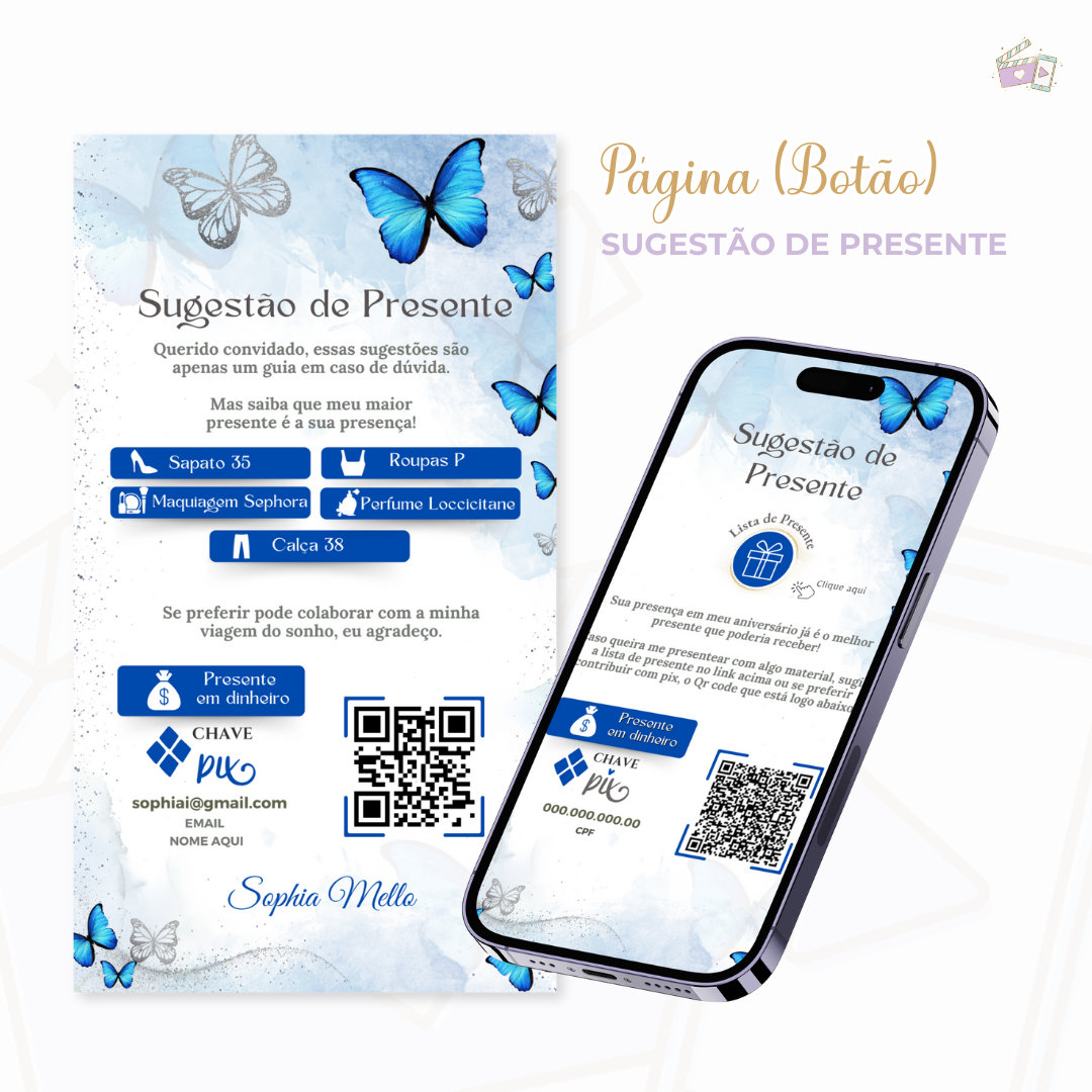 Convite Infinity - Borboletas Azul 2 - Imagem 2
